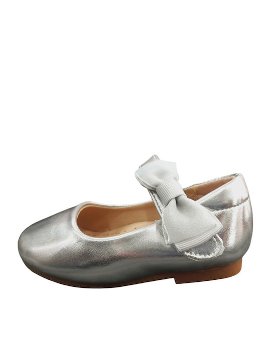 Kids Anatomic Ballerinas with Hoop & Loop Closure Silver