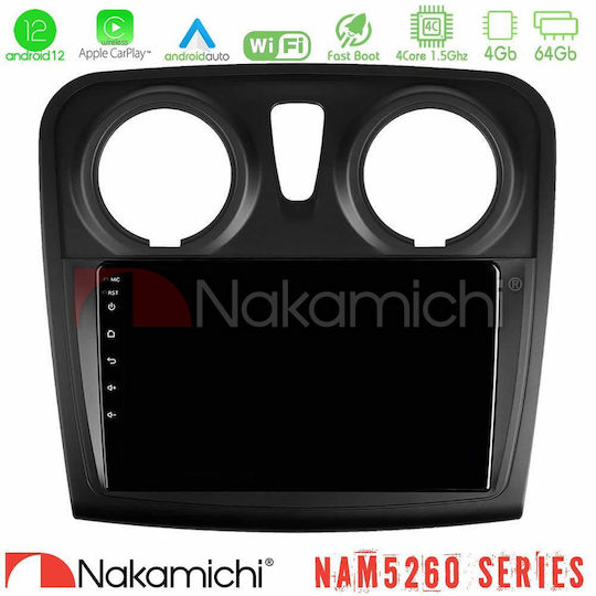 Nakamichi Car Audio System for Dacia Dokker 2014-2021 (Bluetooth/USB/AUX/WiFi/GPS/Apple-Carplay/Android-Auto) with Touch Screen 9"