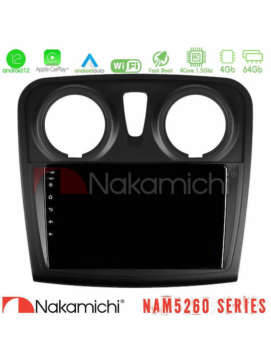 Nakamichi Car Audio System for Renault Dokker Dacia Sandero / Dokker 2014-2020 (Bluetooth/USB/AUX/WiFi/GPS/Apple-Carplay/Android-Auto) with Touch Screen 9"