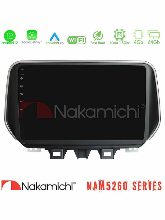 Nakamichi Car Audio System for Hyundai iX35 2022-2023 (Bluetooth/USB/AUX/WiFi/GPS/Apple-Carplay/Android-Auto) with Touch Screen 10"