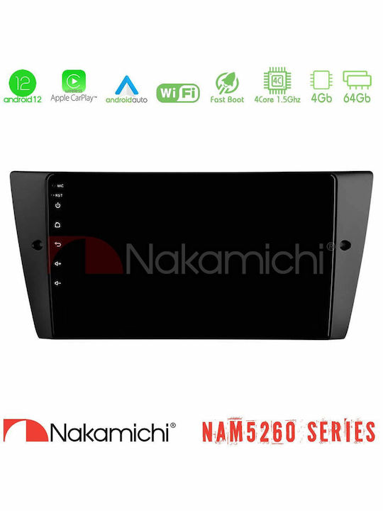 Nakamichi Car Audio System for BMW Series 3 / Series 3 (E90) / E90 2006-2011 (Bluetooth/USB/AUX/WiFi/GPS/Apple-Carplay/Android-Auto) with Touch Screen 9"