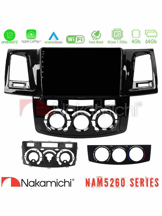 Nakamichi Nam5260 Series 4core Android12 4+64gb Toyota Hilux 2007-2011 Navigation Multimedia Tablet 9" Carplay & Android Auto