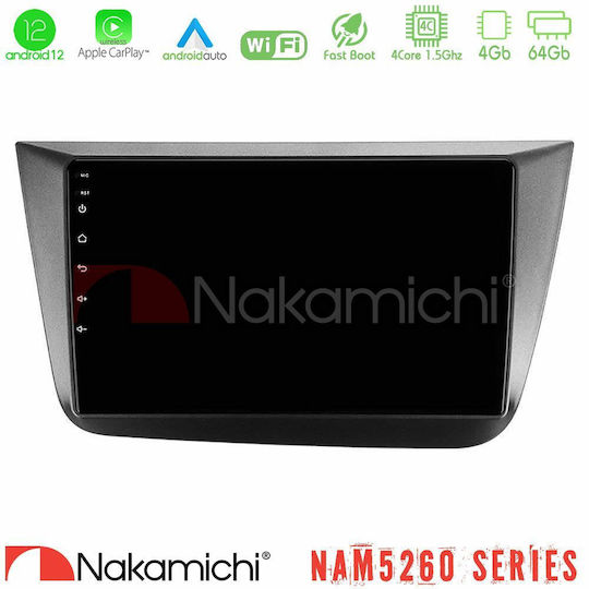 Nakamichi Nam5260 Series 4core Android12 4+64GB Seat Altea 2004-2015 Navigation Multimedia Tablet 9 Inches CarPlay & Android Auto