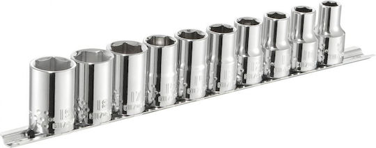 Set 6-cavity Sockets 1/2" On Rail 10pcs
