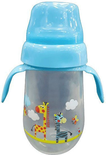 Lorelli Educational Sippy Cup Plastic with Handles Blue Giraffes for 6m+m+ 260ml