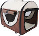 Geantă Transport Câini Pisici Maro Bej Material Oxford Pvc Impermeabil Pliabil Mărime S-M 61x46x51 Cm