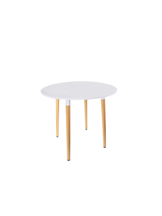 Round Table Dining Room Wooden White 76x76x75.5cm