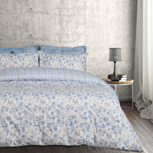 Das Home Set Cearșafuri 240x260cm. Flannel 9637 Blue, Taupe 4buc
