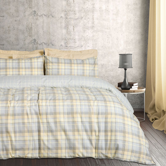 Das Home Duvet Cover Set Cotton Single with Pillowcase 160x240 9639 Grey, Taupe