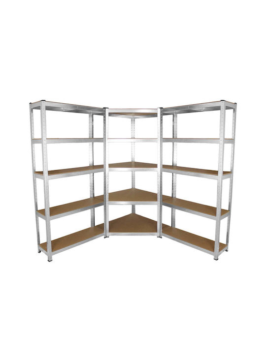 Ραφιέρα Πλαστική με 5 Ράφια Ασημί 180x30x90cm
