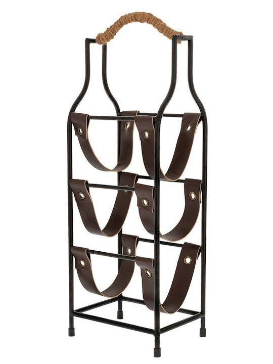 Iliadis Freistehende Metallische Weinregal Für 3 Flaschen Schwarz 17,5x13x52cm