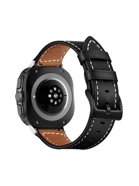 Stitching Lines Λουράκι Δερμάτινο Μαύρο (Galaxy Watch Ultra / Ultra 2)