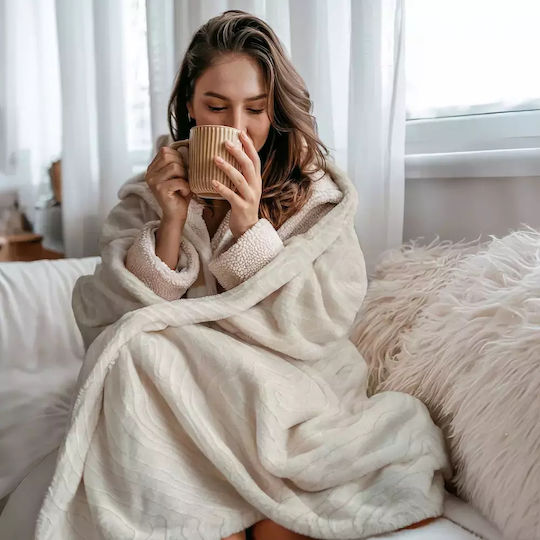Borea Jungle Velvet Blanket Double 220x240cm Ecru