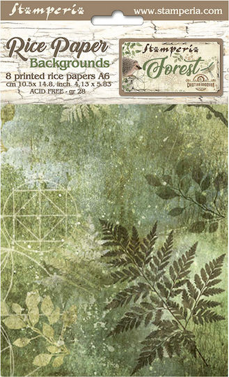 Σετ 8 Ριζόχαρτα Ντεκουπάζ Stamperia 10.5×14.8cm Backgrounds Forest