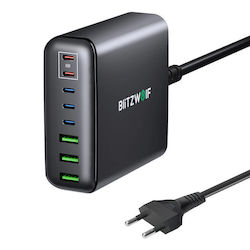 BlitzWolf Βάση Φόρτισης με 3 Θύρες USB-A και 5 Θύρες USB-C 250W Power Delivery / Quick Charge 3.0 σε Μαύρο χρώμα (BW-S26)