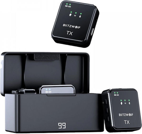 BlitzWolf BW-SX63 Seturi Wireless Microfon Πέτου, Clip On Jurnalistic