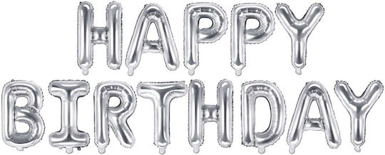 "Happy Birthday" Silber Ballon Set, 13 Stück