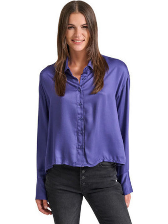 Funky Buddha Langärmelig Damen Hemd Purple Blue