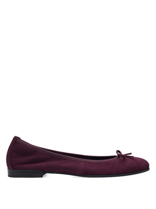 Tamaris Lederne Damen Ballerinas in Burgundisch...