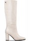 Synthetic Leather High Heel Women's Boots with Zipper Bootylicious White