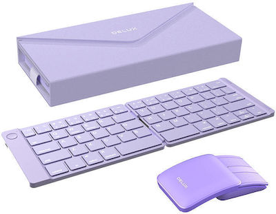 Delux Fără fir Set tastatură și mouse Engleză Internațională Violet