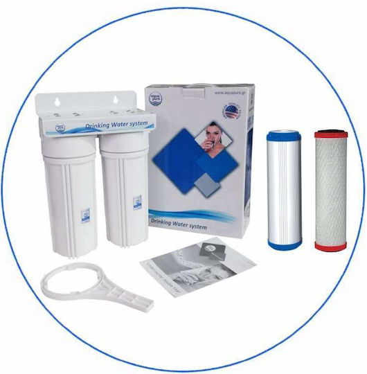 Aqua Pure Solution Silver Sistem de Filtrare a Apei Dublu Sub blat cu Filtru de Schimb Aqua Pure Solution Silver Sistem de Filtrare a Apei Dublu Sub blat cu Filtru de Schimb