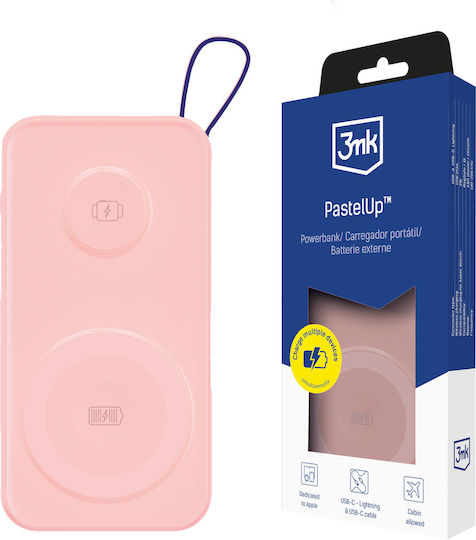 3MK PastelUp MagSafe Power Bank 10000mAh 22.5W с USB-A порт и USB-C порт Розов