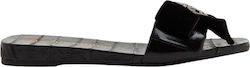 Tory Burch Crystal Leder Flache Sandalen für Damen Schwarz Tory Burch Crystal Leder Flache Sandalen für Damen Schwarz