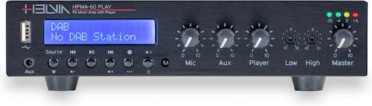 Helvia HPMA-60 Kommerzieller Leistungsverstärker 3.0 Kanäle 60W/100V und USB/FM Anschlüsse