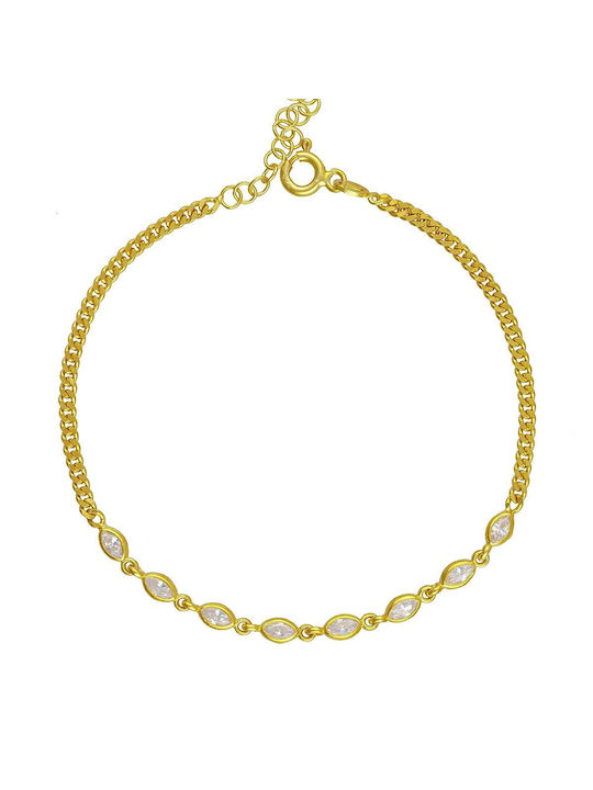 Excite-Fashion Bracelet Chain made of Silver Gold Plated with Zircon