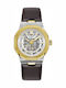 Herrenuhr 40 mm mit Batterie und braunem Lederarmband