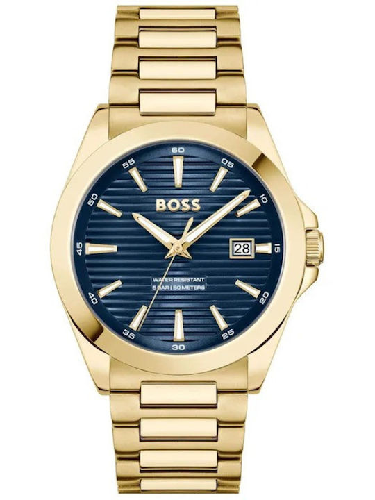 Boss Strike Men's Watch 41mm Battery with Gold Metal Bracelet