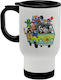 Koupakoupa Stitch Halloween Stainless Steel Thermos Bottle 450ml White with Handle and Straw
