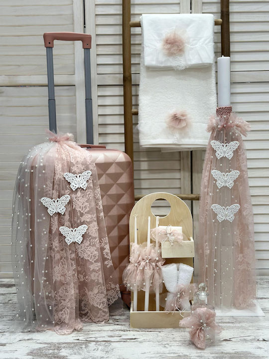 Makis Tselios Economical Baptism Set for Girls Theme ''Butterflies Pearls'' Th-012 7 Pieces