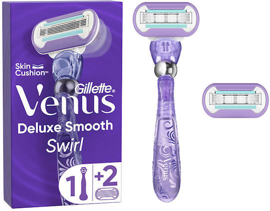 Venus Swirl Smooth Razor for Body with Replacement Heads Blades Lubricious Strip 2pcs