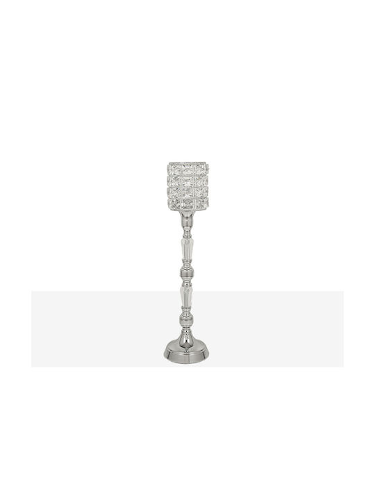 Romimex Candle Holder in Silver Color 12x12x44cm 1pcs