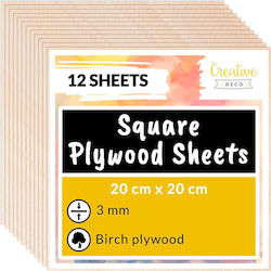 Creative Deco 12 X 20x20cm Plywood Square 3mm 200x200x3 Mm Plywood Sheets Crafting Manual Work Ideal Pyrography Laser Cutting Modeling Milling Cnc Plotter Jigsaw