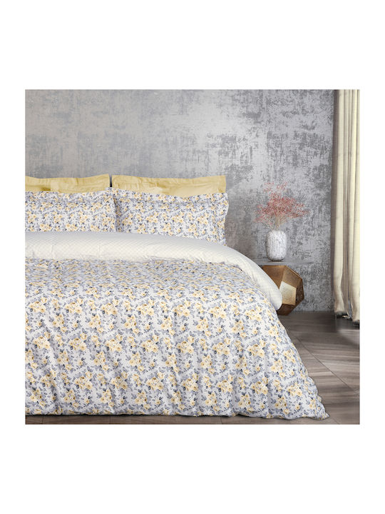 Das Home Happy 9650 Σετ Σεντόνια Υπέρδιπλα 240x260εκ. Grey, Ivory (4τμχ)