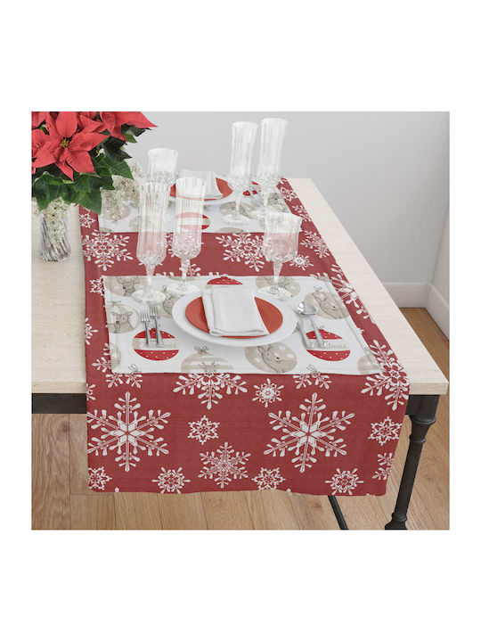 Christmas Table Runner Snowflake Red