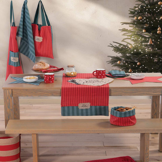 Nef-Nef Homeware Weihnachtlich Tischtuch Läufer Stoff Rot L45xB150cm.