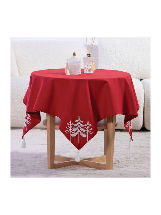 Nef-Nef Homeware Χριστουγεννιάτικο Τραπεζομάντηλο Υφασμάτινο Καρέ Κόκκινο 100x100εκ.