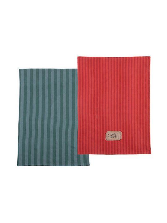 Nef-Nef Homeware Set Weihnachtliche Servietten Stoff Rot L50xB70cm. 2Stück