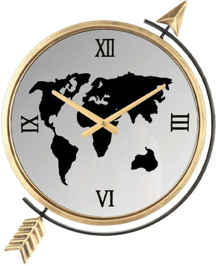 Wall Clock Gold Black Round Mirror Pendulum 42x55x3.5cm 4/box 15-94237