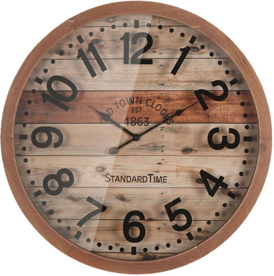 Marhome Wanduhr Braun Runde Glas Zahlen & Effekte Holz F60x6cm 2/Stück 15-94252