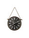 Wall Clock Black Round Glass & Rope Φ40x6cm 6/box 15-94240