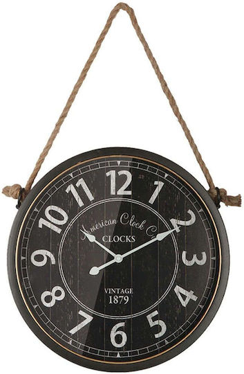 Marhome Wanduhr Schwarz Rund Glas & Schnur F40x6cm 6/Stück 15-94240