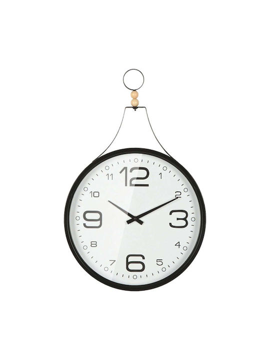 Wall Clock Black White Round Glass and Metallic Frame 40x62x6cm 4/box