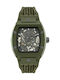 Philipp Plein Skeleton Ανδρικό Ρολόι 44mm Μπαταρίας με Πράσινο Καουτσούκ Λουράκι