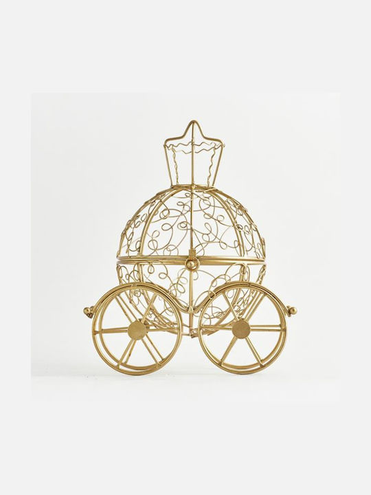 Eurolamp Christmas Metal Figure Car Gold Height 22.5cm Carriage With Crown