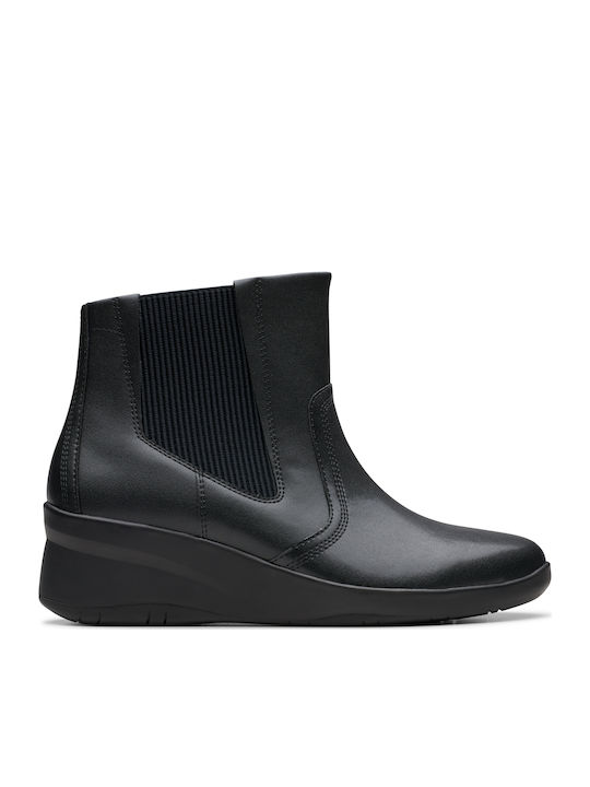 Suttyn Rae Leather Women's Ankle Boots Platform Black